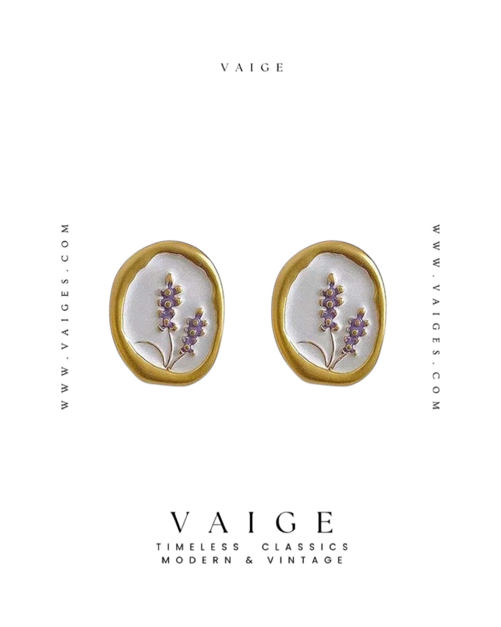 VAIGE Vintage Enamel Lavender Earrings