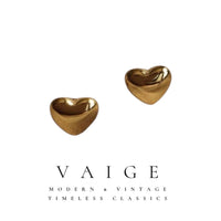 VAIGE Tiny Simple and Sweet Gold Heart Stainless Steel Studs