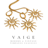 VAIGE Stainless Steel Sun Drop Necklace & Hoop Earrings Set