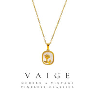 VAIGE Shell Rose Pendant Gold Necklace