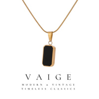 VAIGE Double-Sided Black White Enamel Shell Pendant Necklace