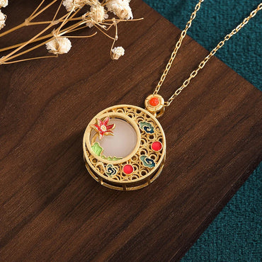 VAIGE Radiant Enamel Flower Pendant Necklace in Multi-Color .925 Sterling Silver