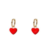 VAIGE French Romantic Double-Sided Enamel Heart Pendant Earrings - Classic Fashion Jewelry for Young Girls