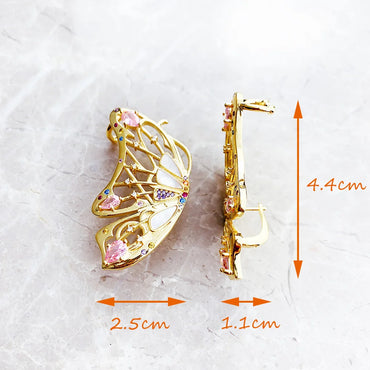 VAIGE Sparkling Gold Butterfly Ear Cuffs in 925 Sterling Silver