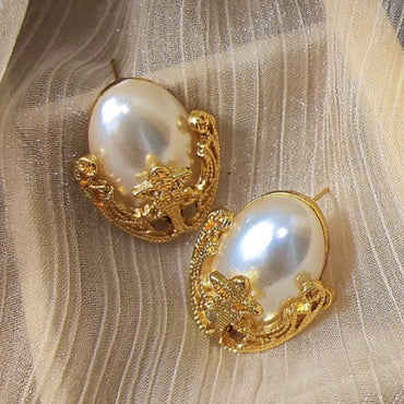 VAIGE Elegant Simulated Pearl Drop Earrings in Gold and Silver