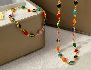 VAIGE Colorful Beaded Jewelry Set with Necklace and Bracelet