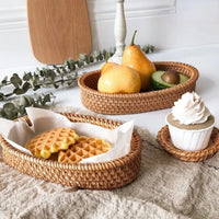 VAIGE Handwoven Eco-Friendly Rattan Wicker Storage Basket for Fruits, Snacks, and Picnics - Versatile Kitchen Supplies and Home Organizer