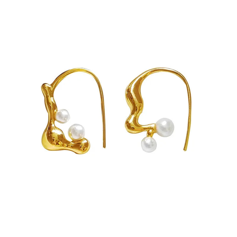 VAIGE Elegant Geometric Pearl Drop Earrings in Gold and Silver