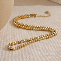 VAIGE  High Quality 18K PVD Plated Round Beads Chain Handmade Necklace Water Resistant Stainless Steel Statement Jewelry