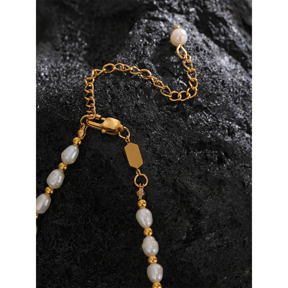 VAIGE Elegant Gold & Pearl Layered Necklace with Freshwater Pearls