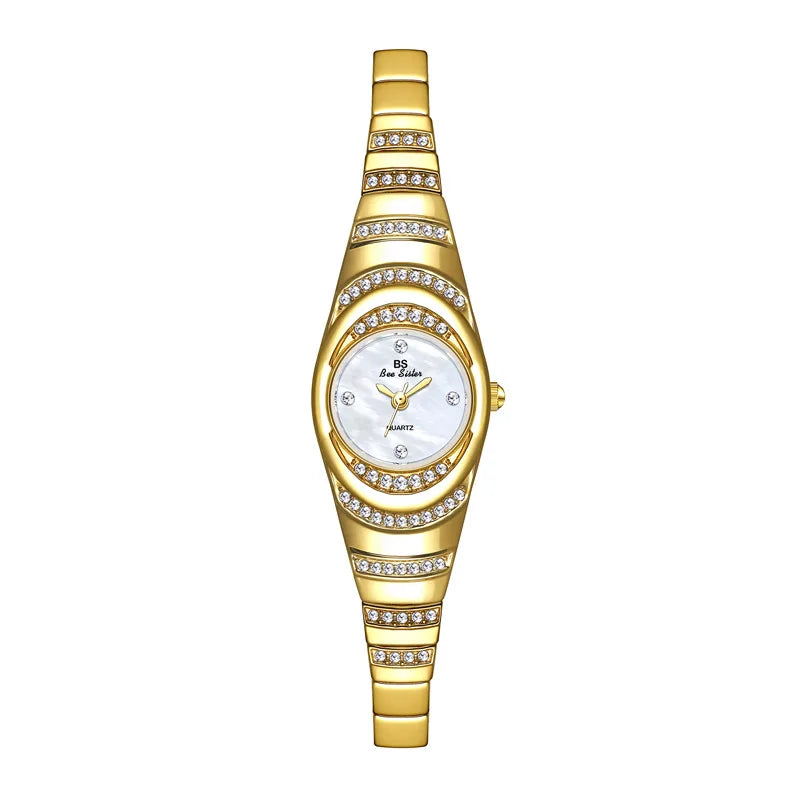 VAIGE Elegant Gold and Angelica Zircon Diamond Quartz Bracelet Watch