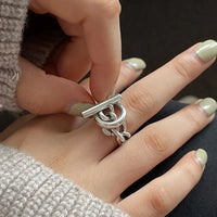 VAIGE Vintage Handmade Geometric Engagement Ring with OT Buckle - Unique Fashion Jewelry Gift for Anniversaries and Parties