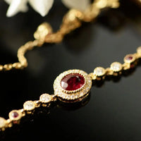 VAIGE Radiant Ruby Vintage Charm Bracelet in Elegant Red and Gold