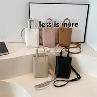 VAIGE Solid Color Mini Crossbody Bag - PU Leather Bucket Style Handbag with Cell Phone Pocket