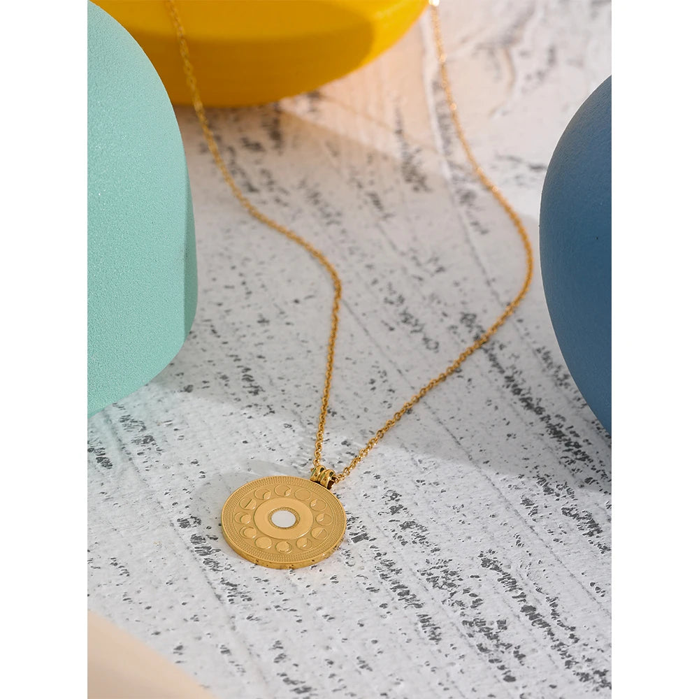 VAIGE Celestial Gold Moon Phase Pendant Necklace