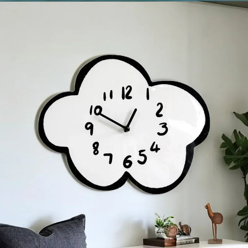 VAIGE Modern Minimalist Swaying Cloud Wall Clock - Wooden & Acrylic Design for Living Room and Children's Room Decoration