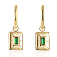VAIGE Stainless Steel Rectangle Black Green White Huggie Hoop Earrings