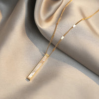 VAIGE Elegant Titanium Steel Shell Pendant Necklace with Fast Color Chain - Classic Long Clavicle Jewelry, 3.5*0.3CM