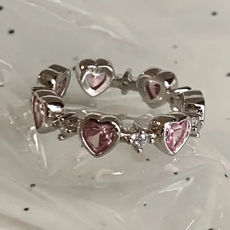 VAIGE Dazzling Heart-Shaped Pink Zircon Rings