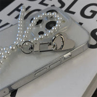 VAIGE Stylish 3D Pearl Bow Pendant Clear Glitter Case for iPhone Pro Max and XR - Shockproof Soft TPU Cover