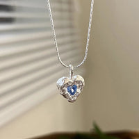 VAIGE Enchanting Heart Necklace with Sparkling Blue Zircon