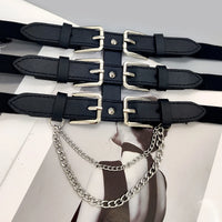 VAIGE Luxe Triple Buckle Chain Corset Belt in Black and Gold