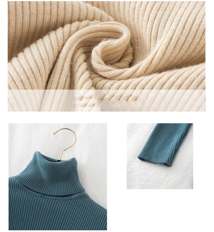 VAIGE Soft Knitted Turtleneck Pullover Sweater - High Stretch Cashmere Blend, Basic Solid Design for Autumn/Winter Casual Wear