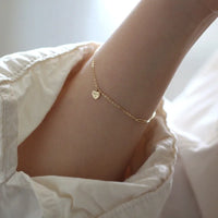 VAIGE 925 Sterling Silver Plated 14K Gold Simple Heart Bracelet