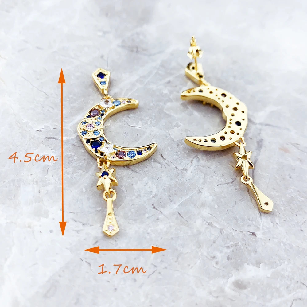 VAIGE Dreamy Crescent Moon Earrings in Gold and Silver - 925 Sterling Silver Elegance