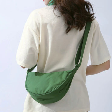 VAIGE Solid Color Portable Nylon Shoulder Bag - Padded Crossbody Travel Purse and Messenger Bag