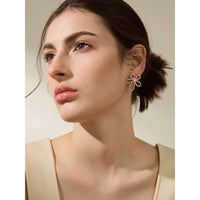 VAIGE Elegant Stainless Steel Flower Stud Earrings with Simulated Pearls and Gold Plating - Allergy-Free Fashion Jewelry