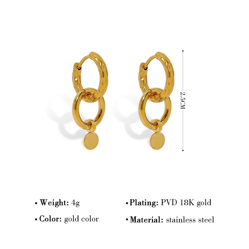 VAIGE Vintage Gothic 18K Gold-Plated Stainless Steel Waterproof Drop Earrings with Unique Geometric Design