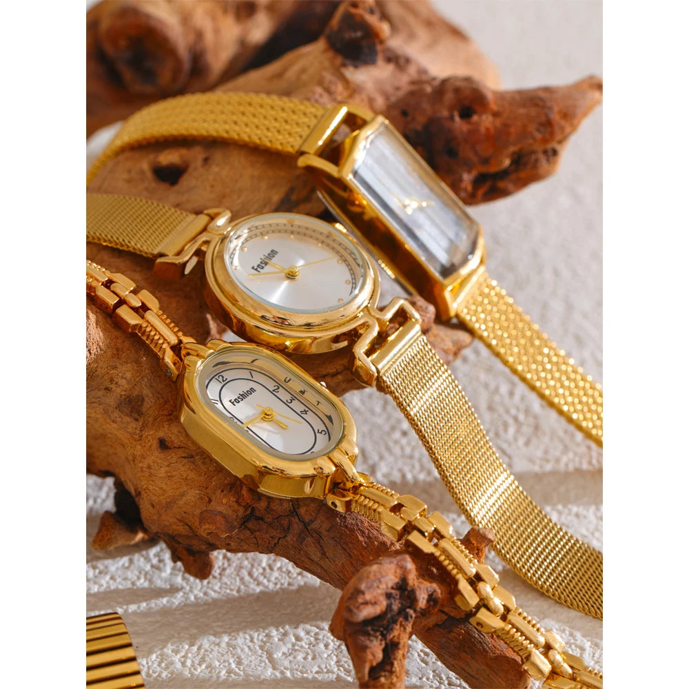 VAIGE   Stainless Steel Waterproof 18K Gold PVD Watch