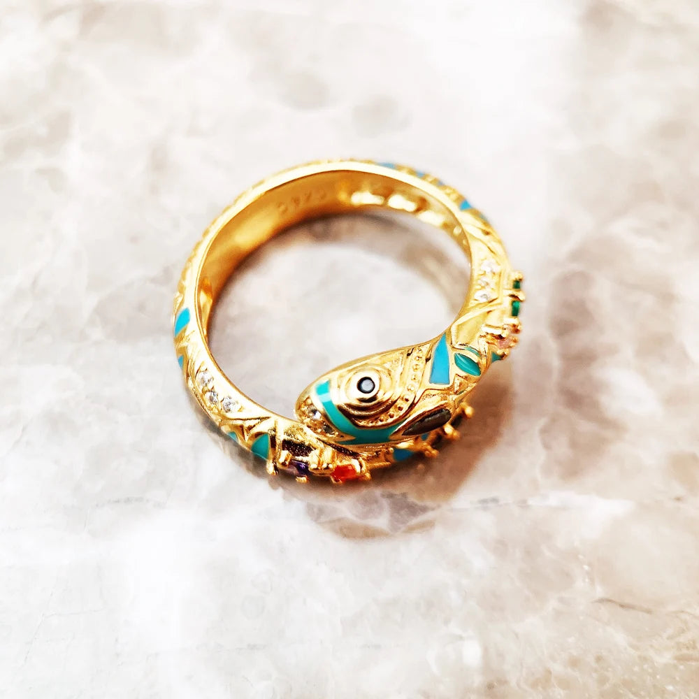 VAIGE Elegant 18K Gold-Plated Snake Ring with Dazzling Zircon