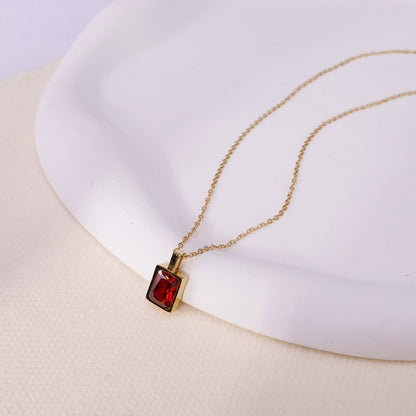 Red Heart, Circle, Square, Rectangle Necklace