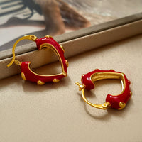 VAIGE Charming Red Heart Drop Earrings