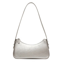 VAIGE Small Cute Underarm Shoulder Bag in Silver Red Leather with Zipper Closure and Cell Phone Pocket