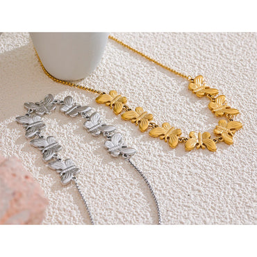 VAIGE Elegant Dual-Tone Butterfly Stainless Steel Necklace in Gold and Silver