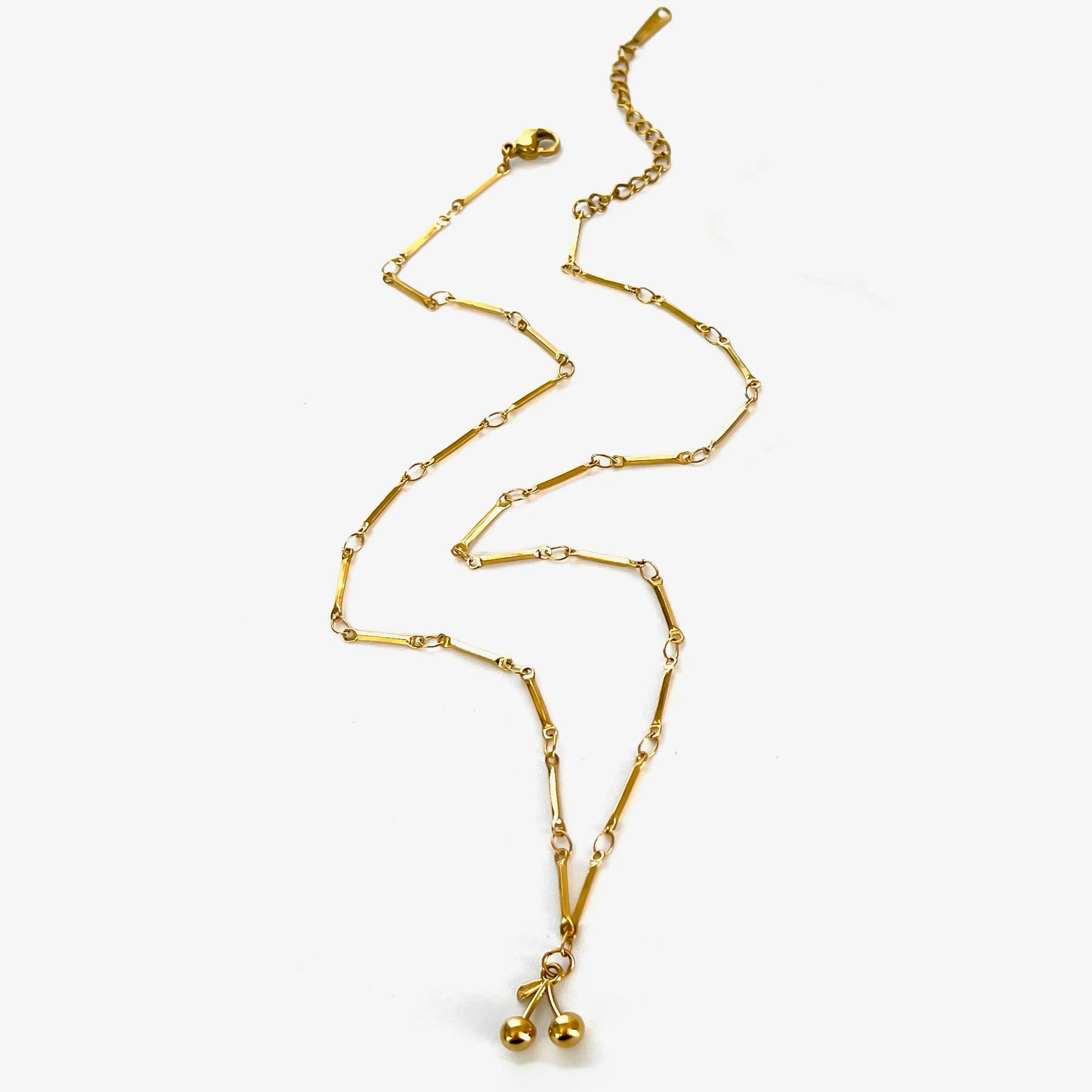 VAIGE Cherry Heart Pendant Necklace Gold Stainless Steel