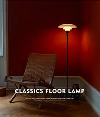 VAIGE Nordic Glass and Iron Floor Lamp - Retro Bauhaus Design for Living Room and Bedroom, Touch On/Off Switch, LED Compatible