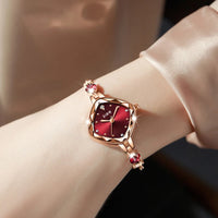 VAIGE Elegant Vintage Gold and Red Zircon Diamond Watch