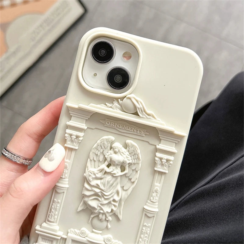 VAIGE Retro Art Angel Silicone Phone Case for iPhone Pro Max - Creamy Matte Anti-Drop Shockproof Cover