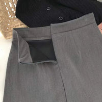 VAIGE A-Line High Waist Mini Skirt in Black and Gray with Split Design - Available in S/M/L/XL/XXL - Comfortable Cotton-Polyester Blend for Casual and Office Wear