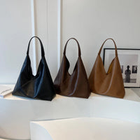 VAIGE Simple Large Leather Shoulder Hobo Bag with Cell Phone Pocket and Soft Baguette Shape