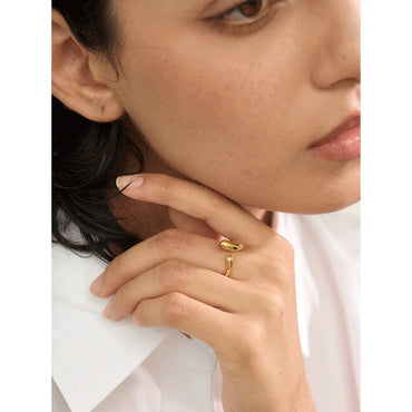 VAIGE Chic Adjustable 18K Golden Stainless Steel Minimalist Open Ring - High-Quality Trendy Geometric Jewelry