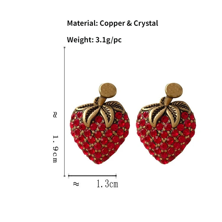 VAIGE Strawberry Delight Red Glass Stud Earrings