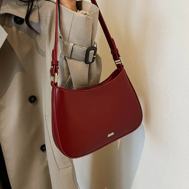 VAIGE Elegant Vegan Leather Shoulder Crossbody Bag in Red and Beige