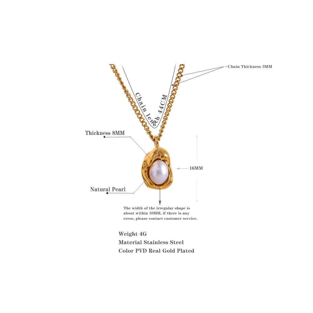 VAIGE Elegant Imitation Pearl Drop Pendant Necklace with 18k Gold Plated Stainless Steel Chain - Delicate Collar Jewelry