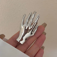 VAIGE Artistic Metal Hand Shaped Finger Rings - Silver and Gold Variants