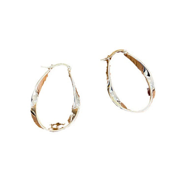 VAIGE Modern Silver Twist Hoop Earrings in Irregular Geometric Design